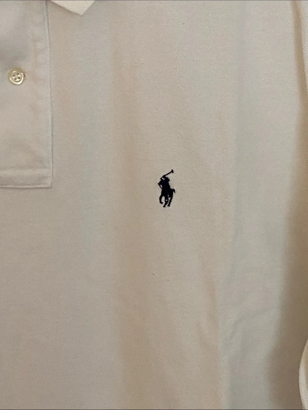 Polo by Ralph Lauren White Polo Shirt with Navy Pony Logo Size XXL
